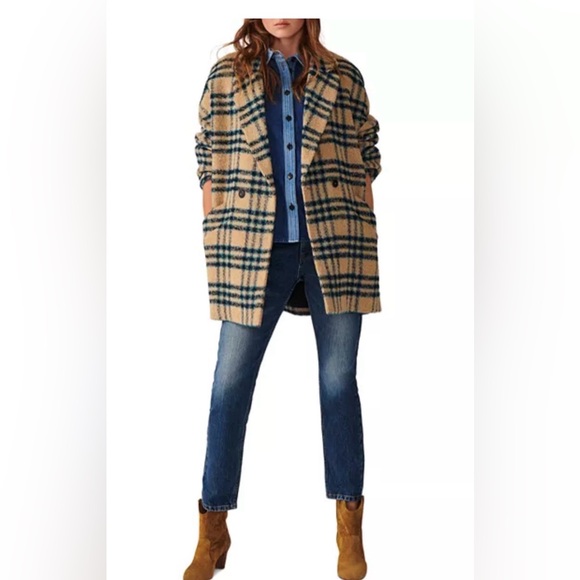 ba&sh Jackets & Blazers - ba&sh Checkered Beige and Blue Jacket